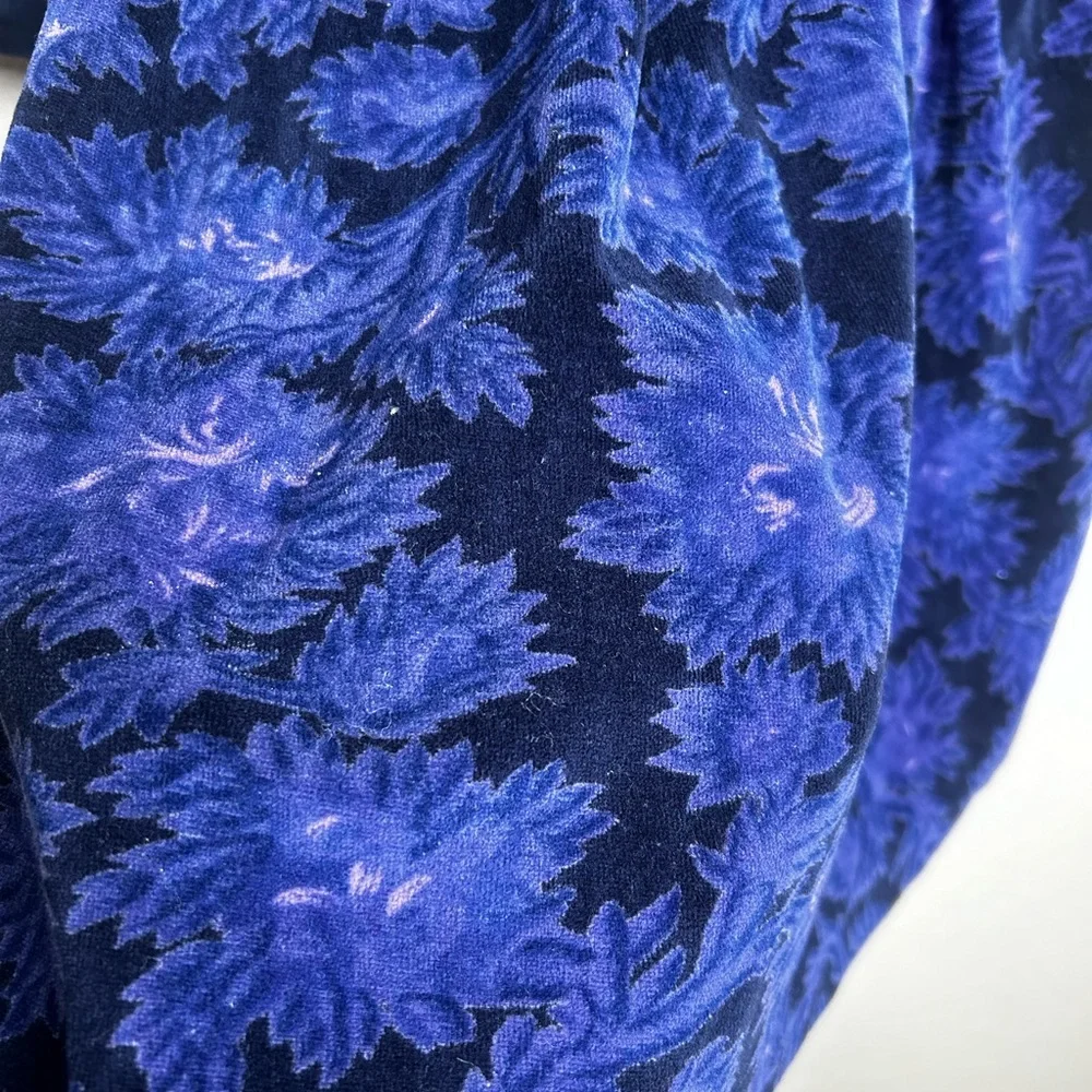 Vintage Cornelloki Velvet Blue Patchwork Button Front Dress Size 3/4 - Picture 3 of 5